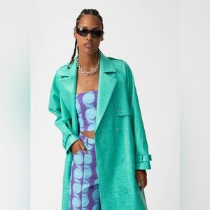 Hosbjerg Fallon Faux Leather Croc Trench Coat